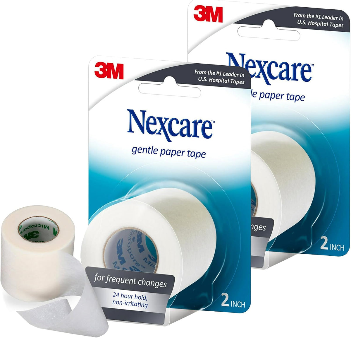 Nexcare Gentle Paper First Aid Tape, 2 in x 10 yd, Hypoallergenic Medical Surgical Tape for Sensitive Skin, Latex Free, 1 Count (Pack of 2)