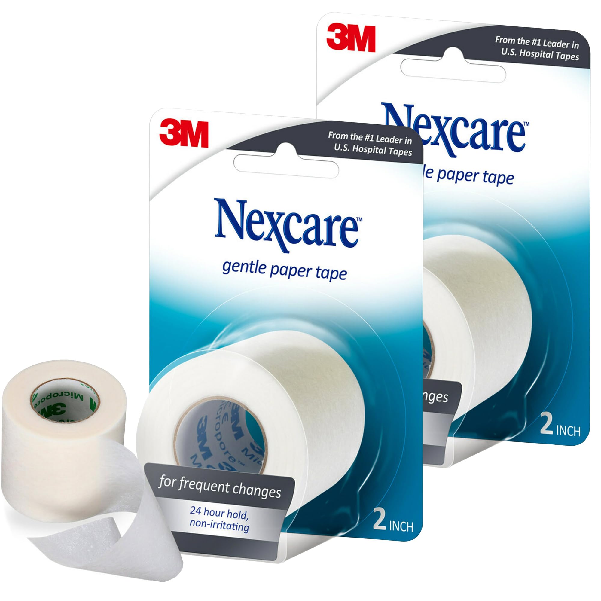 Nexcare Gentle Paper First Aid Tape, 2 in x 10 yd, Hypoallergenic Medical Surgical Tape for Sensitive Skin, Latex Free, 1 Count (Pack of 2)