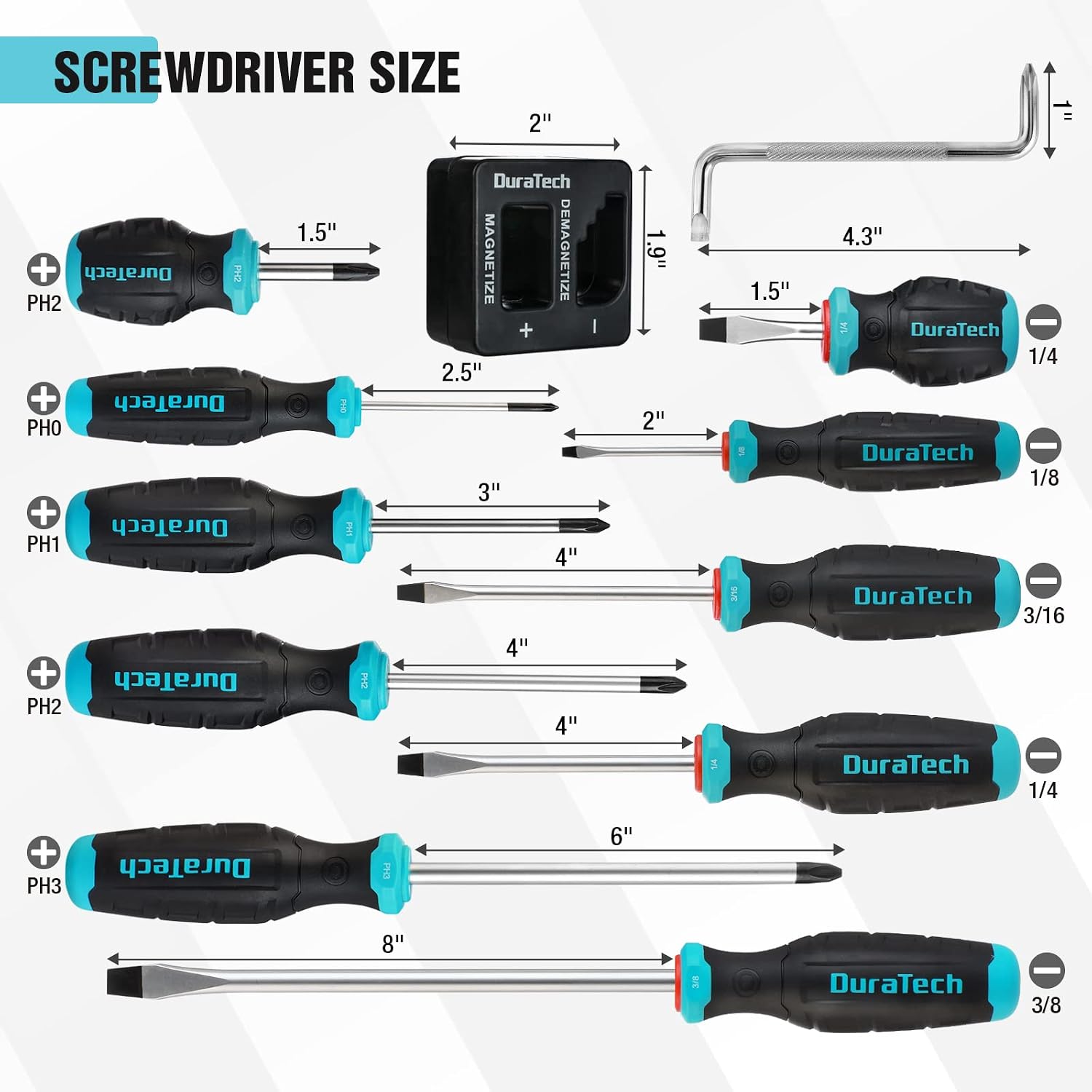 DURATECH 12-Piece Magnetic Screwdriver Set, S2 Alloy Steel Screwdriver Set