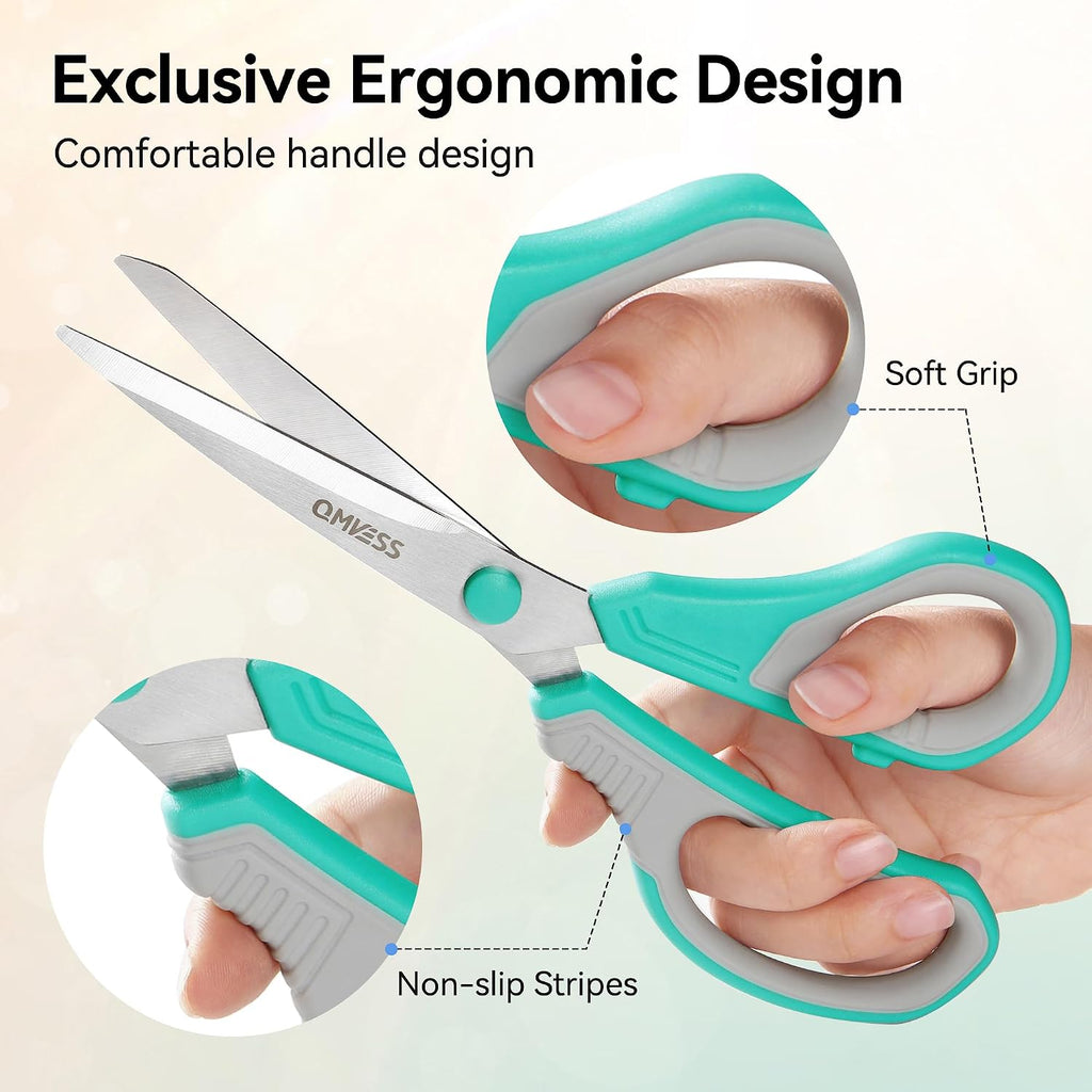 QMVESS 8.5" Scissors All Purpose 3 Pack Heavy Duty for Office School Fabric