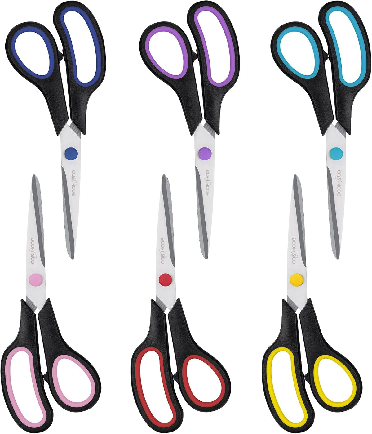 6PCS 8" Scissors,Sharp Stainless Steel All Purpose for Office School Crafts