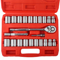 Egofine 46 Pieces 1/4 inch Drive Socket Ratchet Wrench Set, with Bit Socket Set Metric and Extension Bar for Auto Repairing and Household, with Storage Case