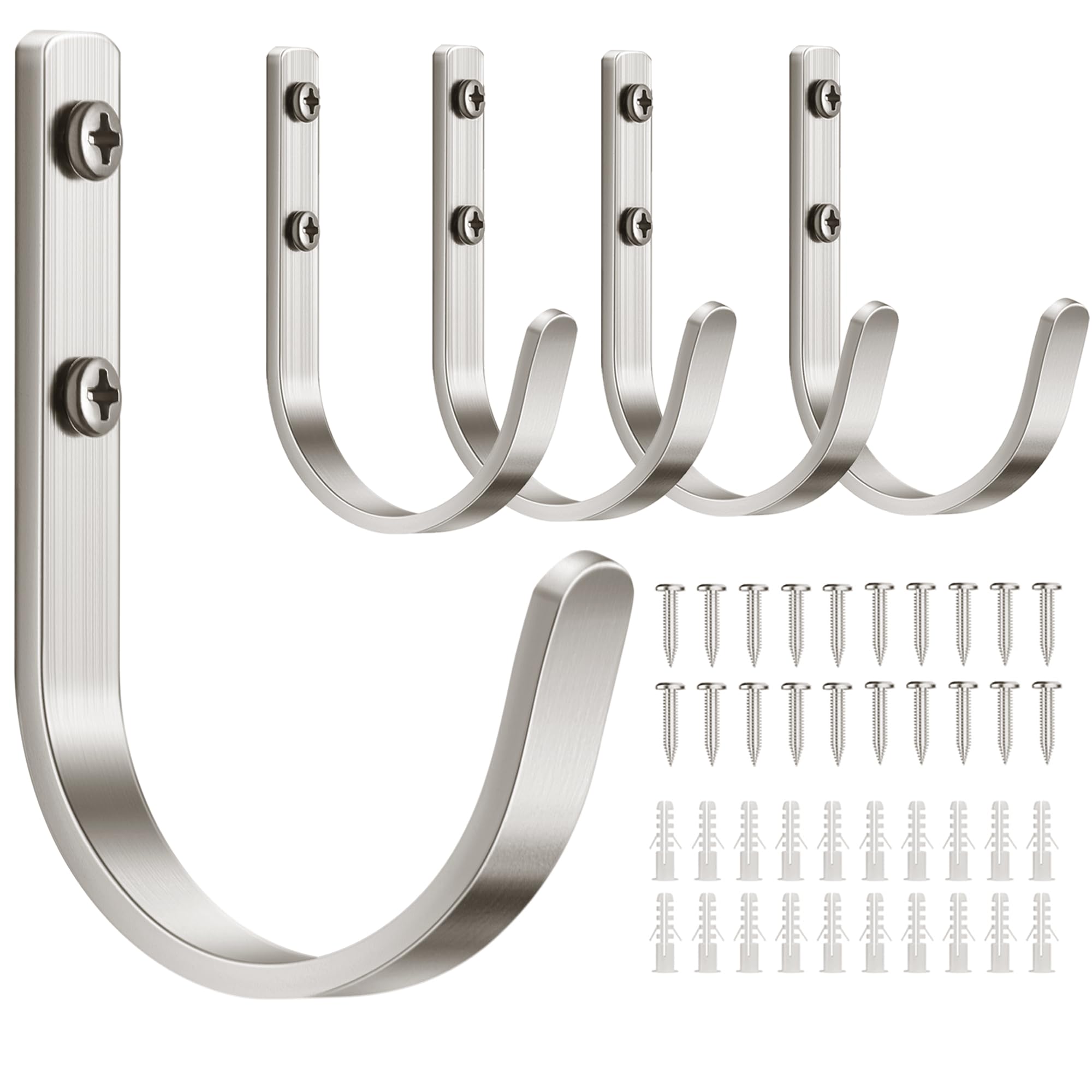 22LB Wall Hooks for Hanging Towel/Coat, Black 5 Pack