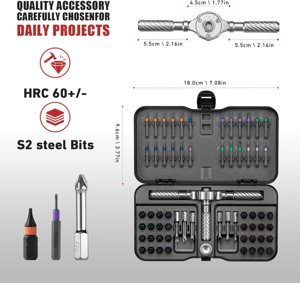 VMAN Ratchet Screwdriver Set, magnetic Screwdriver sets, S2 Steel Bits, DIY Combination Flexible Shaft, Suitable for Furniture Assembly, Precision Electrical Appliance Repair, Bicycle Tools