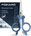 Fiskars Travel Folding Scissors, TSA-Compliant, Compact and Portable for Crafting and Quick Snips, Stainless Steel Blades, Explore Collection, Mountain Haze