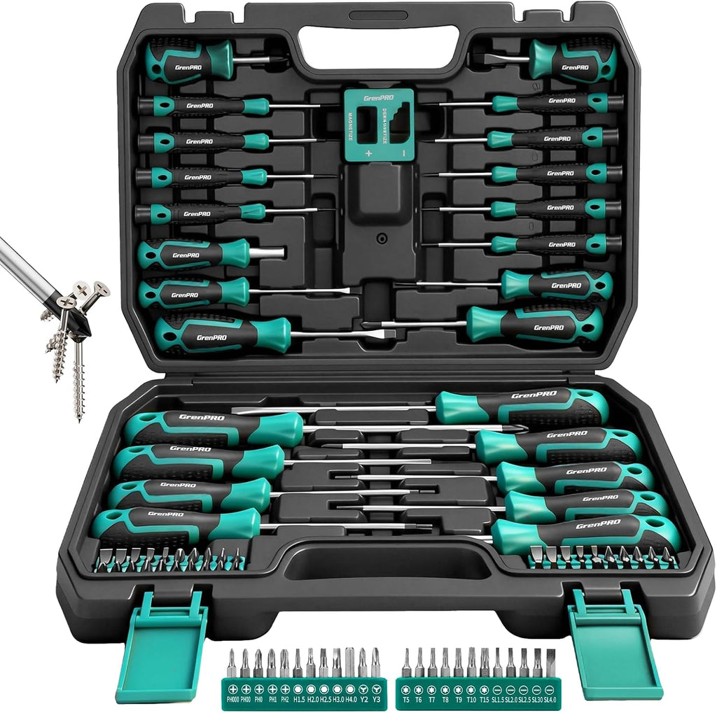 GRENPRO Screwdriver Set Precision 90pcs, S2 Alloy Steel Small Screwdriver Set, Torx Screwdriver Sets with Sturdy Tool Box, Includes Slotted Phillips Torx Tool Kit