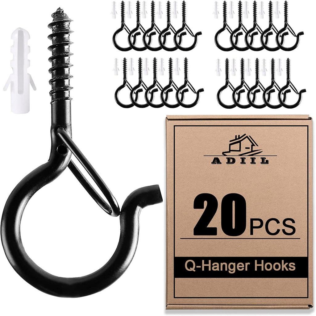 ADIIL Q Hanger Ceiling Screw Hooks for Hanging Outdoor String Light, Plants