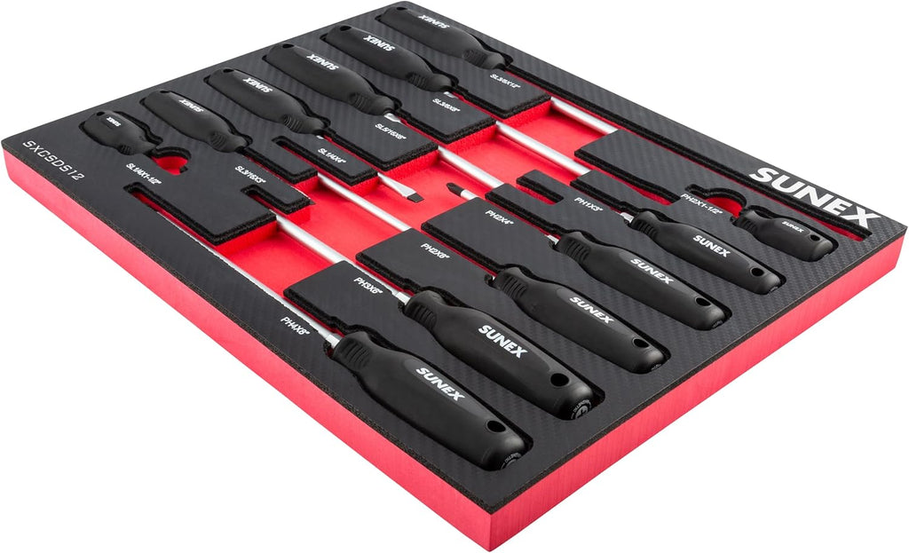 SUNEX TOOLS SXCSDS12 Phillips® & Slotted Magnetic Screwdriver Set