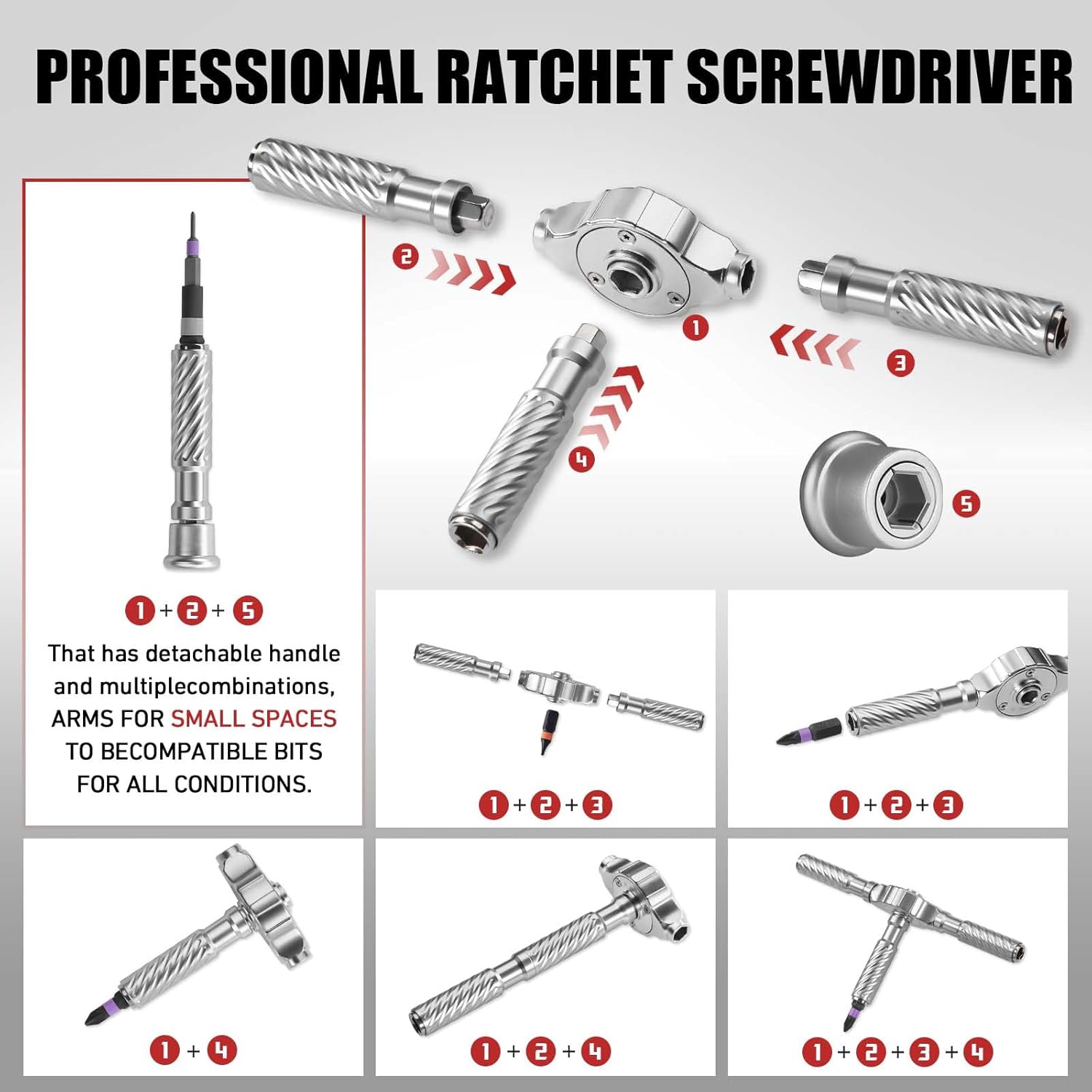 VMAN Ratchet Screwdriver Set, magnetic Screwdriver sets, S2 Steel Bits, DIY Combination Flexible Shaft, Suitable for Furniture Assembly, Precision Electrical Appliance Repair, Bicycle Tools