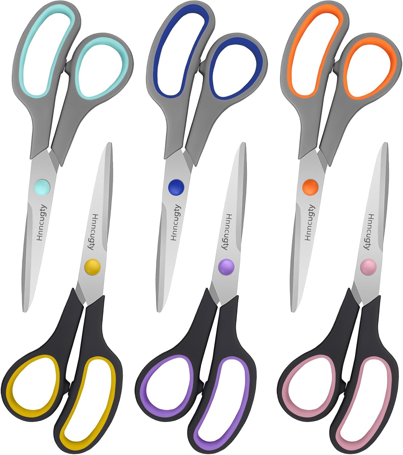Scissors for Office School Supplies, Hnncugty 8"Scissors All Purpose 6 Pack