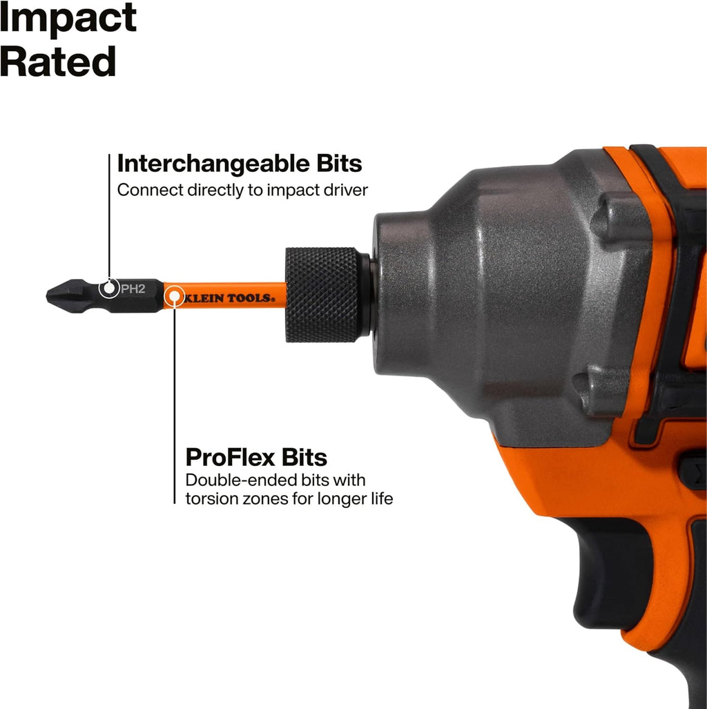 Klein Tools 32315HD 15-in-1 Multi-Bit Ratcheting Screwdriver, Impact-Rated, 7 Double-Ended ProFlex Torsion Zone Tips, 1/4-Inch Nut Driver, 8-Piece