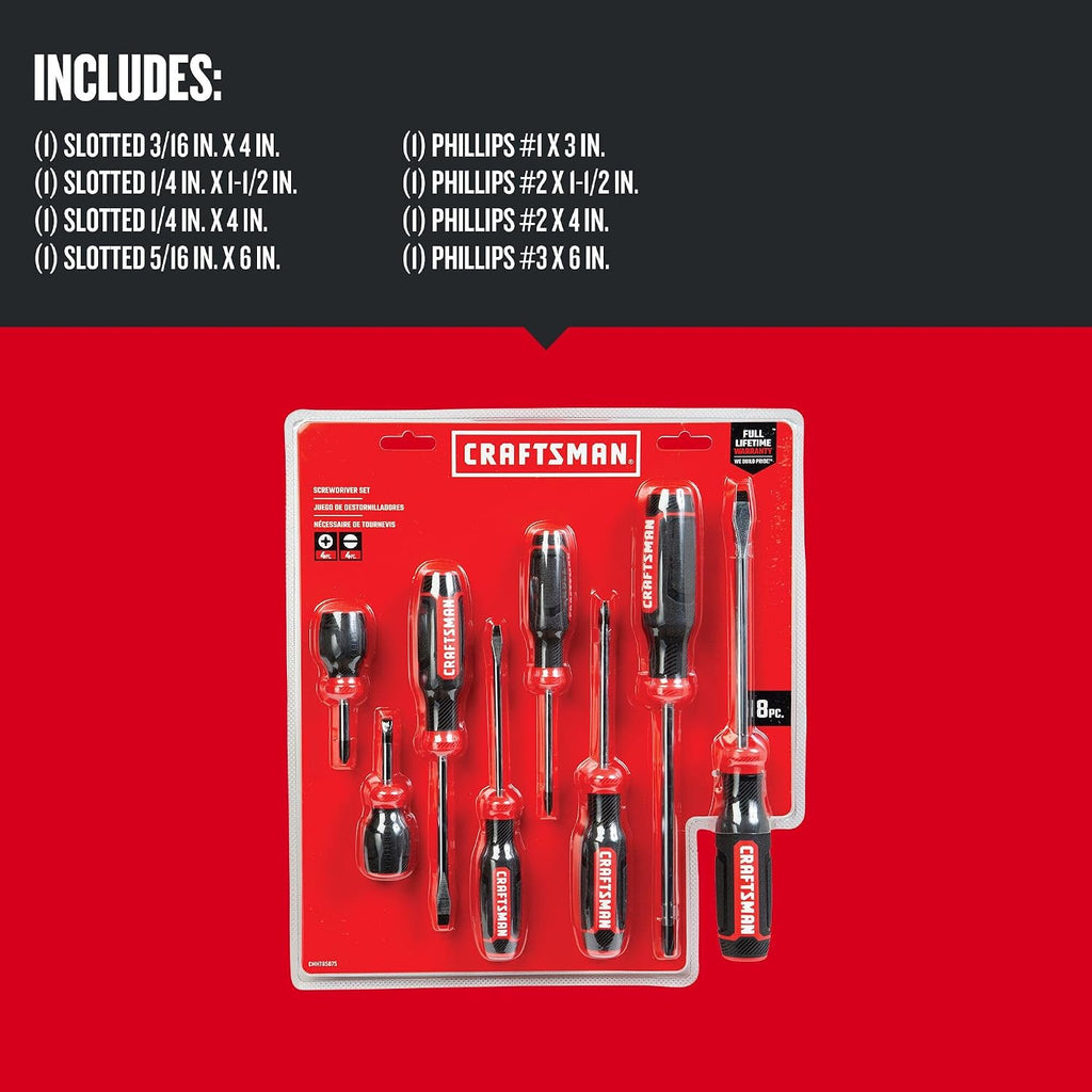 CRAFTSMAN Screwdriver Set, Bi-Material, 8 Piece Set (CMHT65075N)