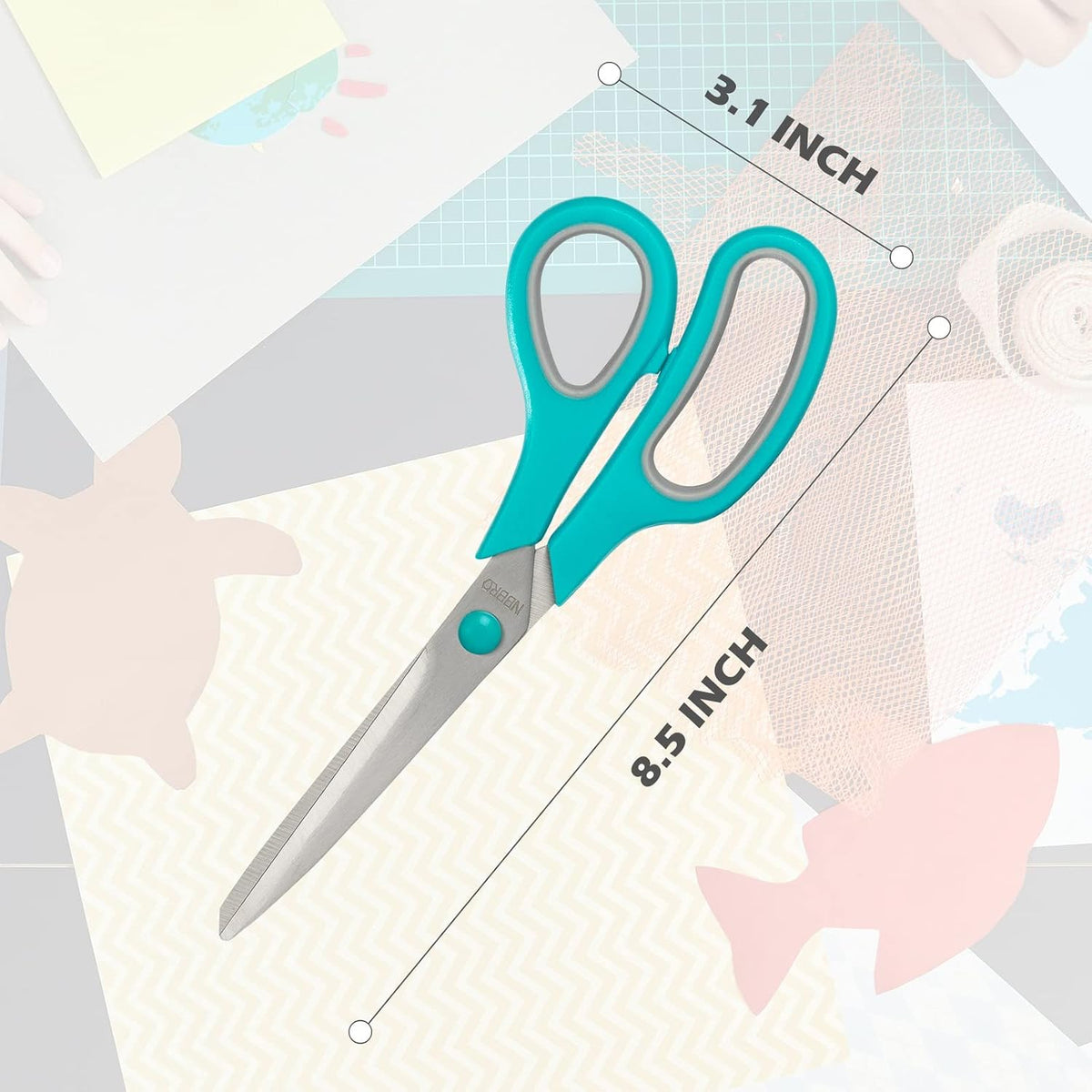 Scissors All Purpose,8.5'' Scissors for office Bulk 3-Pack Stainless Steel Sharp for Home School Sewing Fabric Craft Supplies