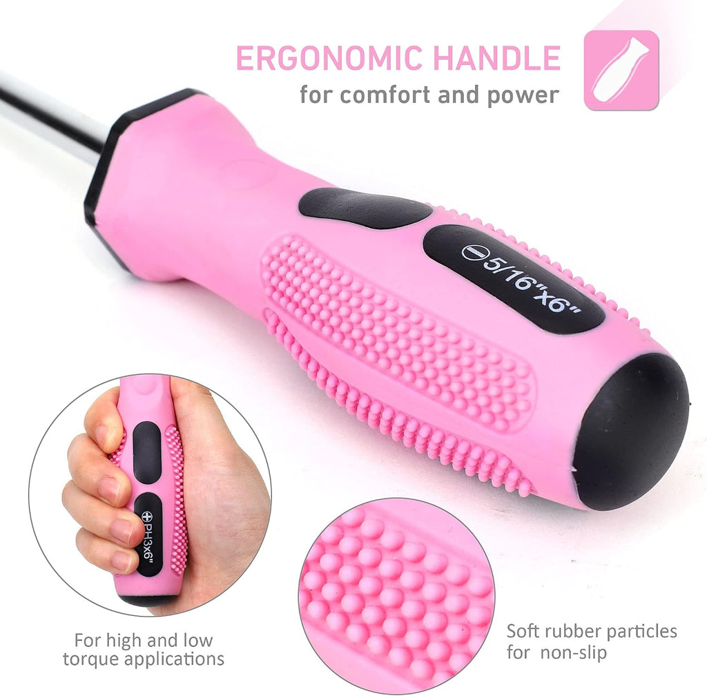 FASTPRO 12-Piece Pink Magnetic Screwdrivers Set with Storage Bag