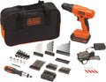 BLACK+DECKER 20V MAX* POWERCONNECT Cordless Drill Driver Kit with Drill Bit Set and Sockets, 100 pc. Tool Kit for Home, Battery and Charger Included, Orange (BDC120VA100)