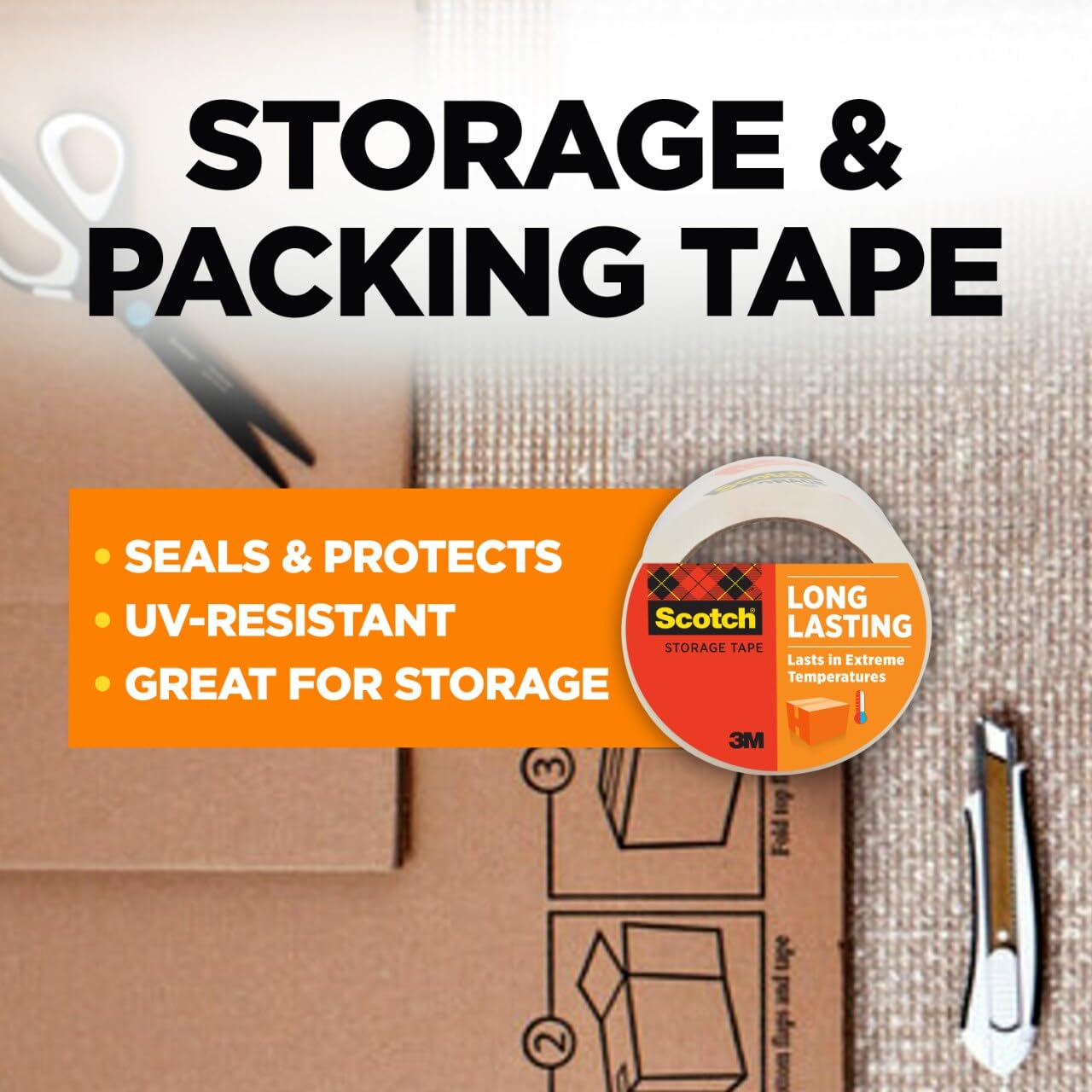 Scotch Long Lasting Storage Packaging Tape, 1.88 in x 38.2 yd, 3" Core
