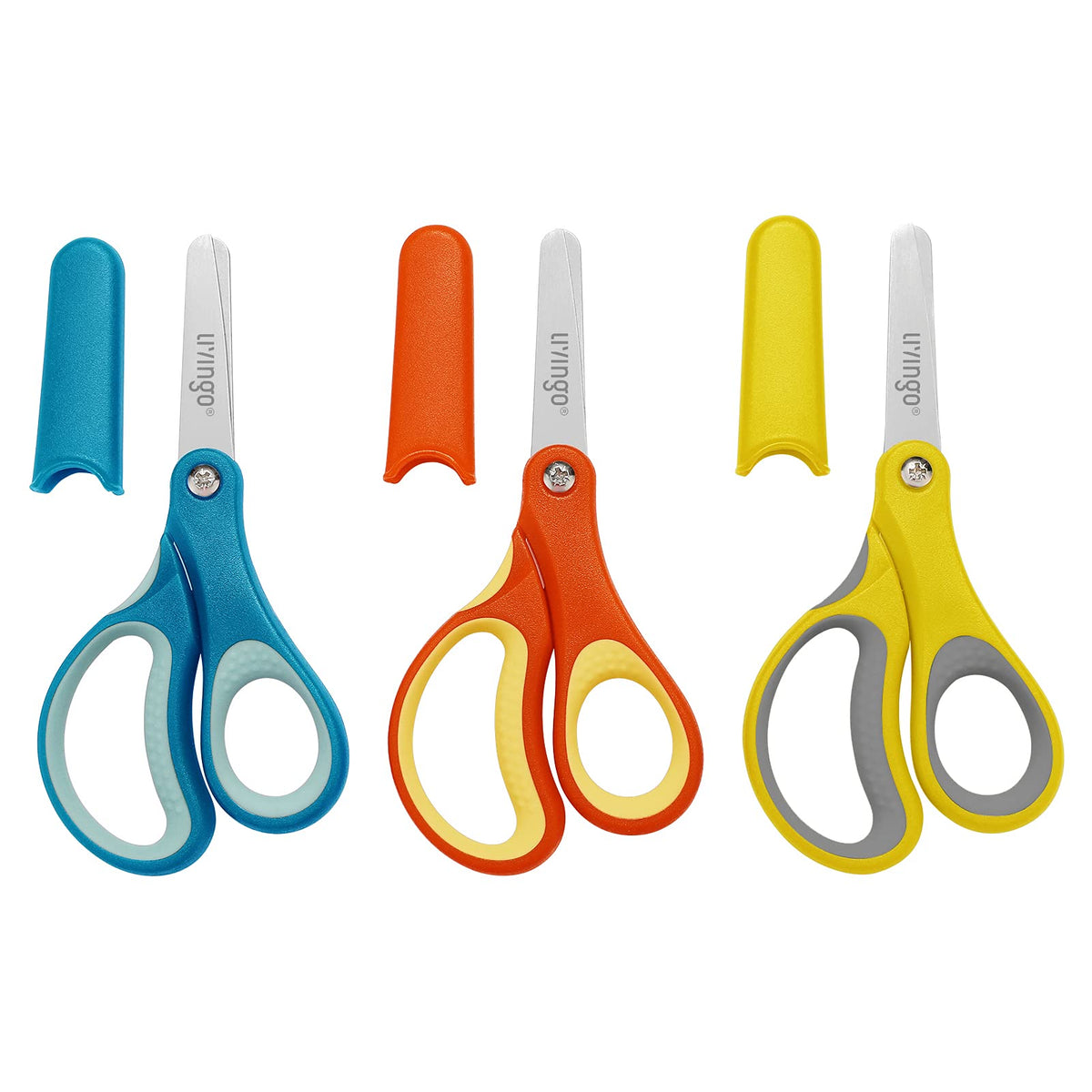 LIVINGO Kids Scissors 3 Pack, 5" Blunt Safety School Craft