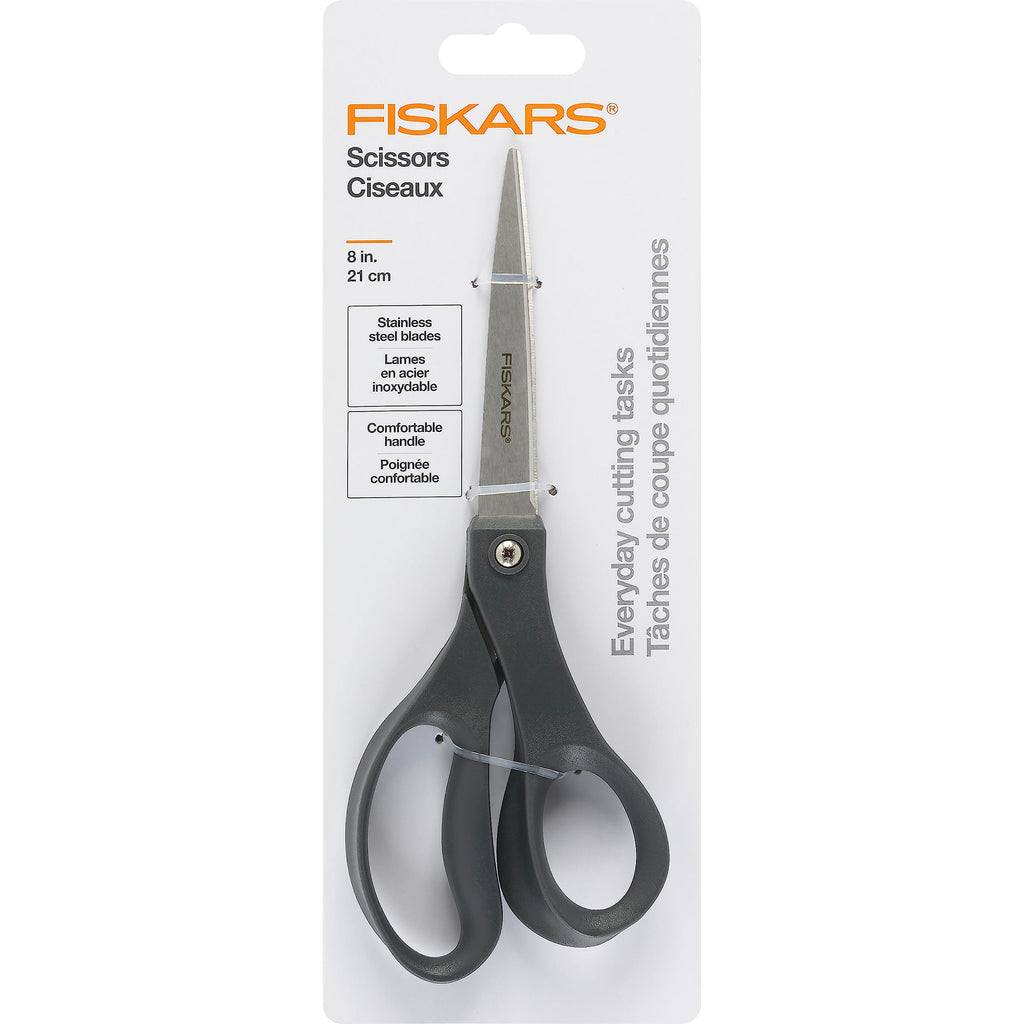 Fiskars 8" SoftGrip Everyday All Purpose Scissors, Office & Crafts, Grey