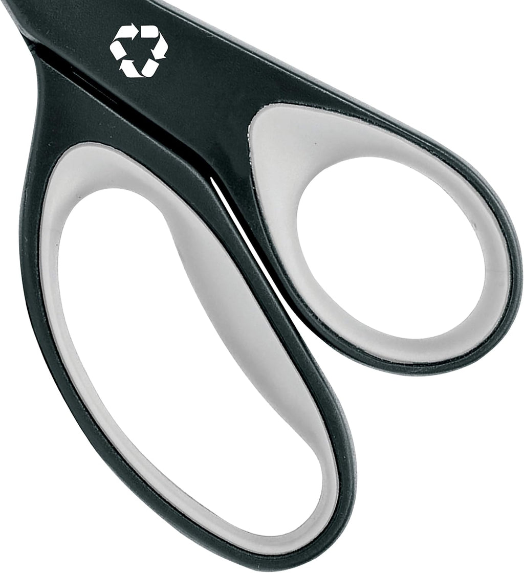 Westcott 8" KleenEarth Soft Handle Scissors, Black/Gray