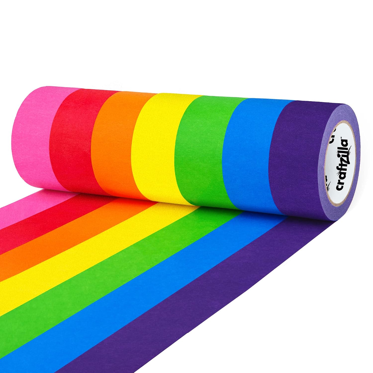Craftzilla Rainbow Colored Masking & Painters Tape, 7 Rolls, 1in x 10 Yds