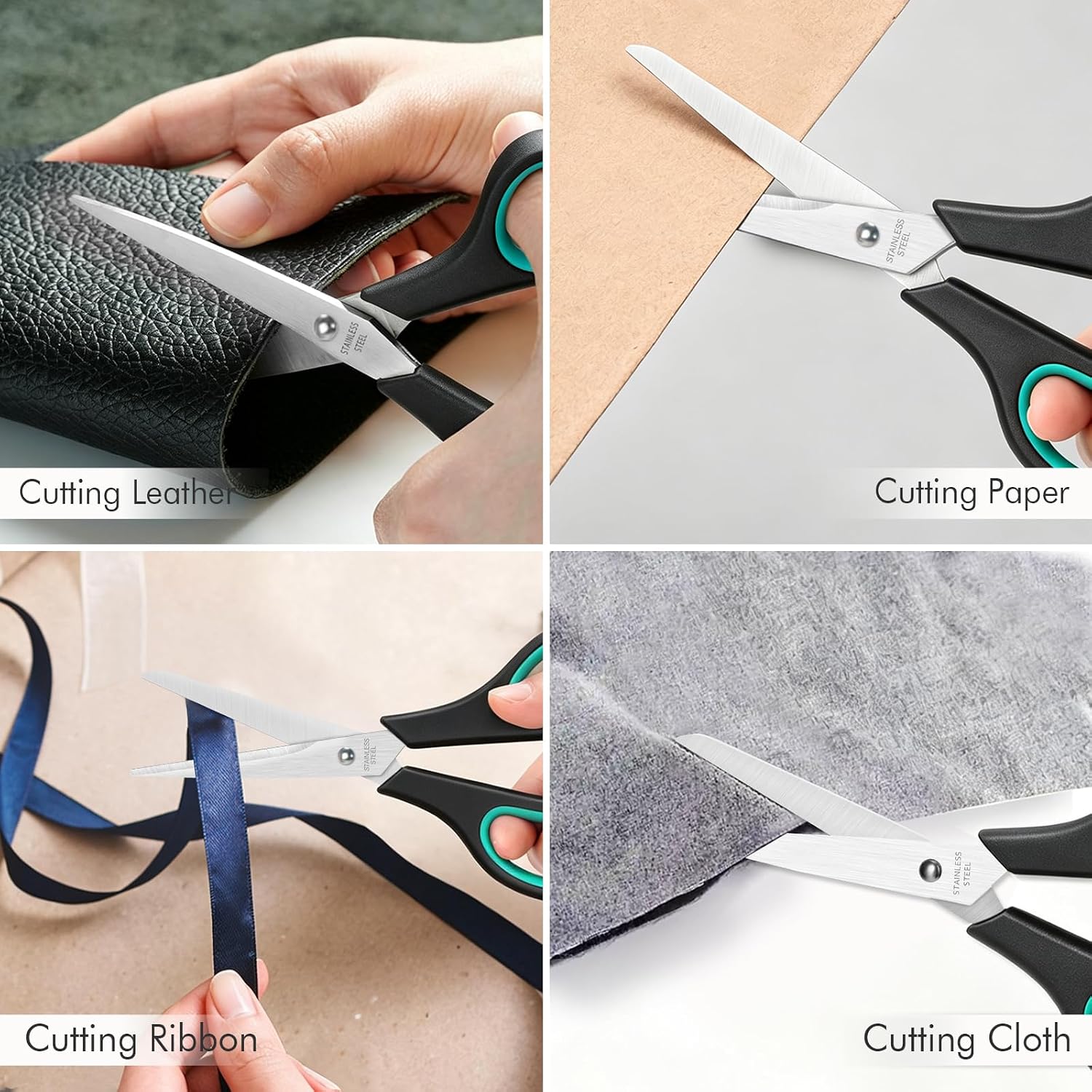 3 Packs Scissors All Purpose, 8 Inch Scissors Bulk Sharp Sewing Fabric Shears for Office Home School Supplies, Stainless Steel Craft Scissor for Adults Teachers, Right/Left Handles Cutting Tools