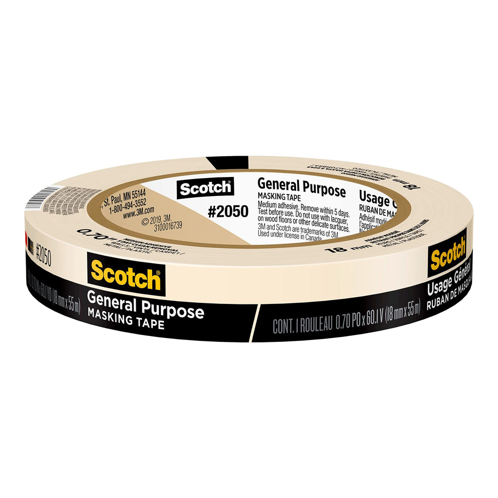 Scotch General Purpose Masking Tape, 1 Inch Wide, 1 Roll, 2050
