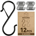 12 Pcs S Hooks for Hanging Heavy Duty, Metal S Hook with Safety Buckle