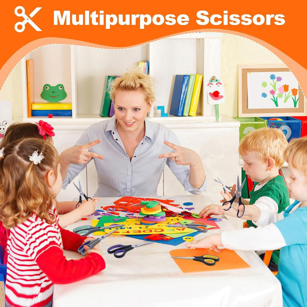 Scissors for Office School Supplies, Hnncugty 8"Scissors All Purpose 6 Pack