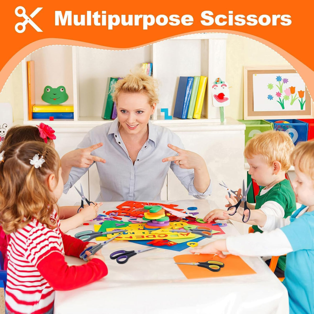 Scissors for Office School Supplies, Hnncugty 8"Scissors All Purpose 6 Pack