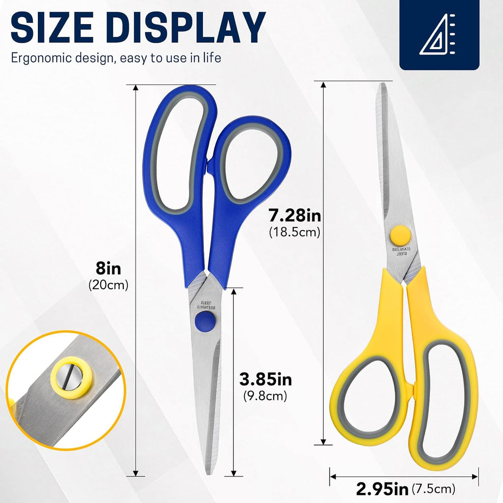 BURVAGY 10 Pack 8" Scissors All Purpose, Heavy Duty Scissors for Office