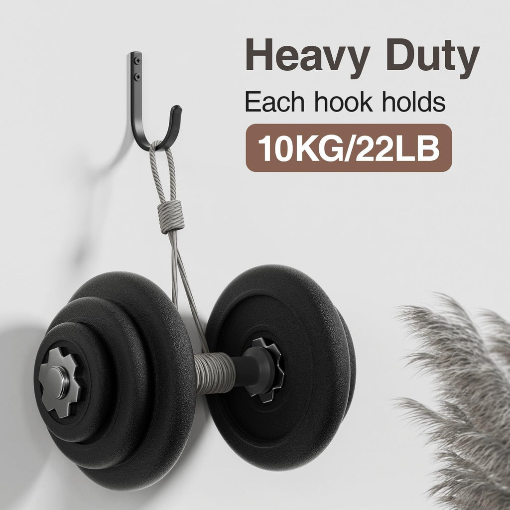 22LB Wall Hooks for Hanging Towel/Coat, Black 5 Pack