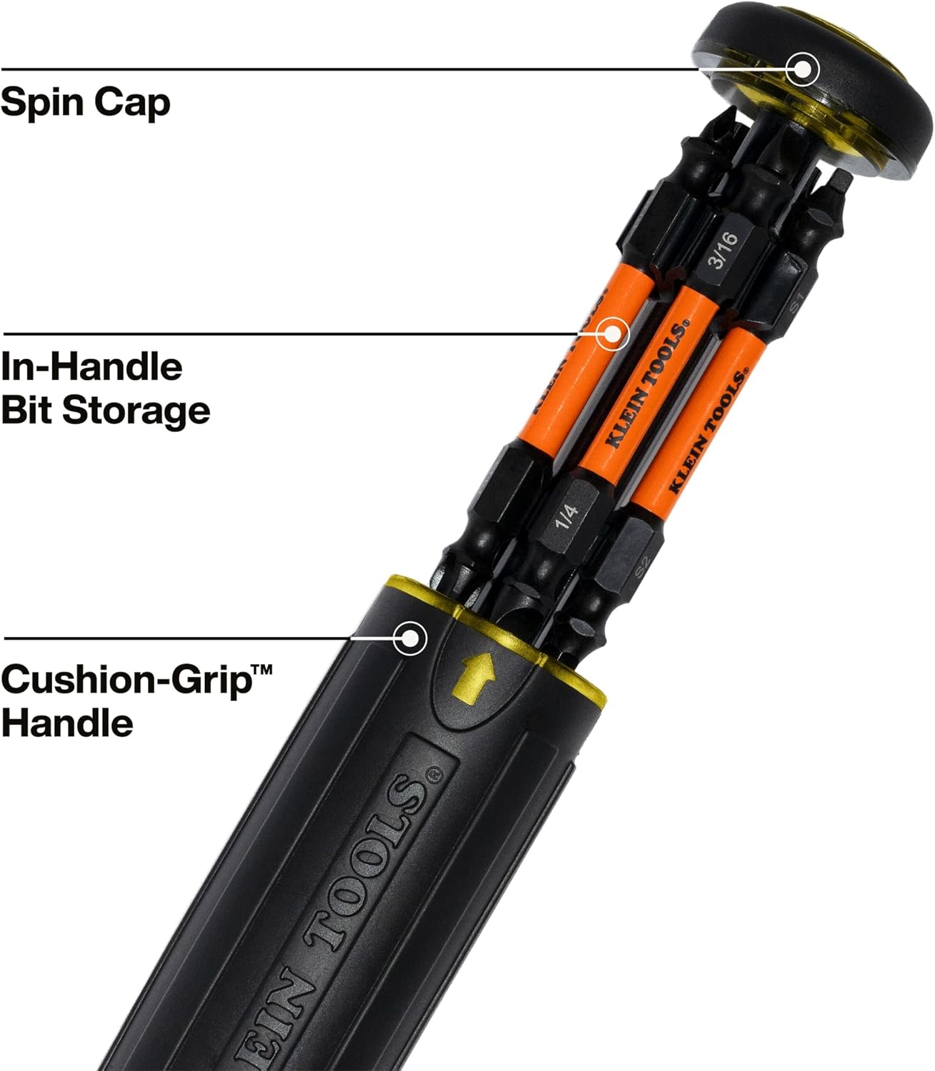 Klein Tools 32315HD 15-in-1 Multi-Bit Ratcheting Screwdriver, Impact-Rated, 7 Double-Ended ProFlex Torsion Zone Tips, 1/4-Inch Nut Driver, 8-Piece