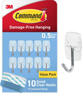 Command Small Clear Wire Hooks, 10 Hooks, 12 Strips