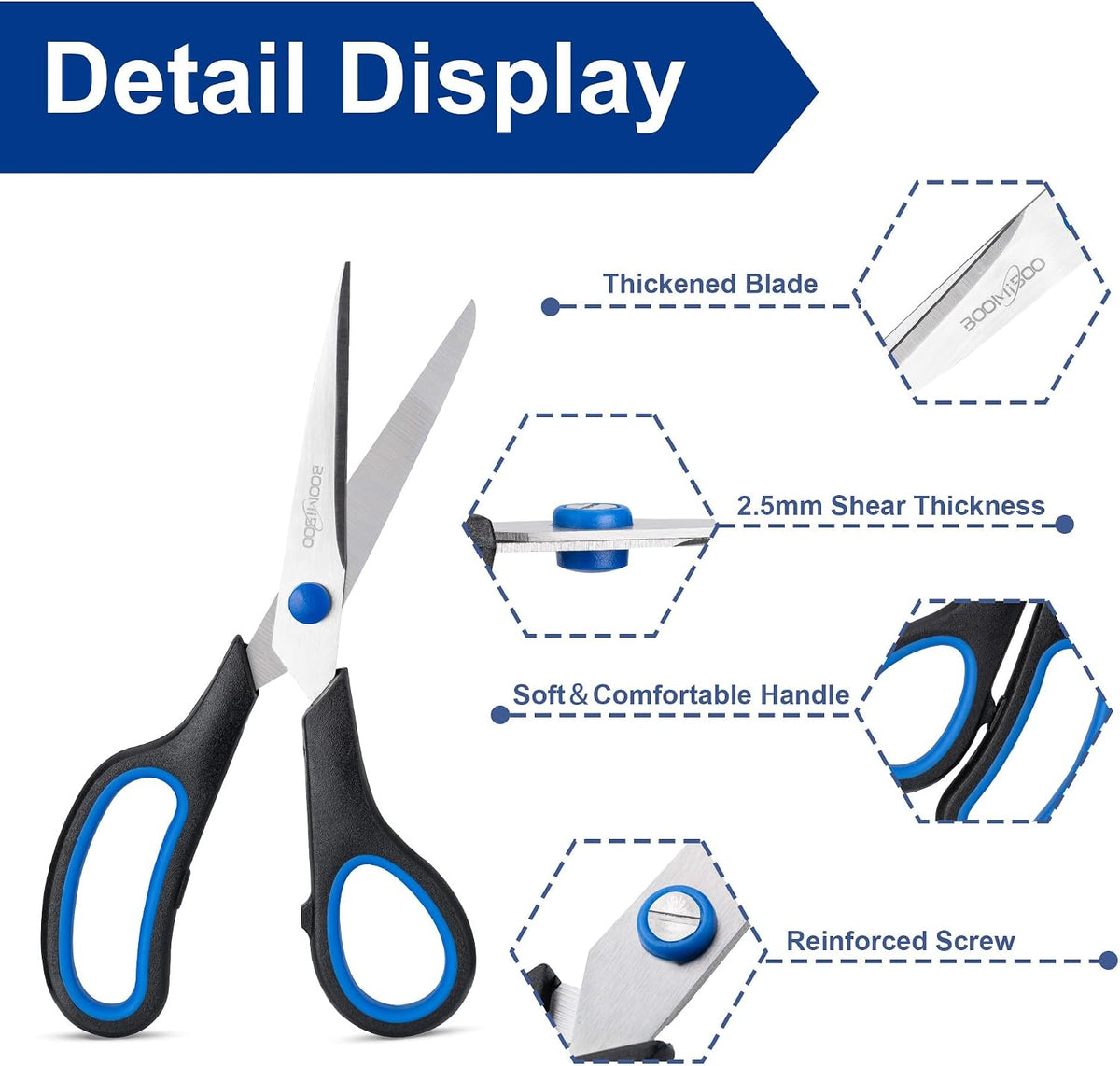 6PCS 8" Scissors,Sharp Stainless Steel All Purpose for Office School Crafts
