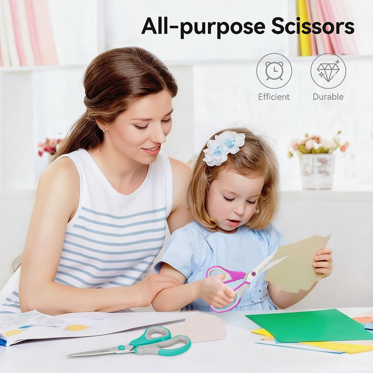 QMVESS 8.5" Scissors All Purpose 3 Pack Heavy Duty for Office School Fabric