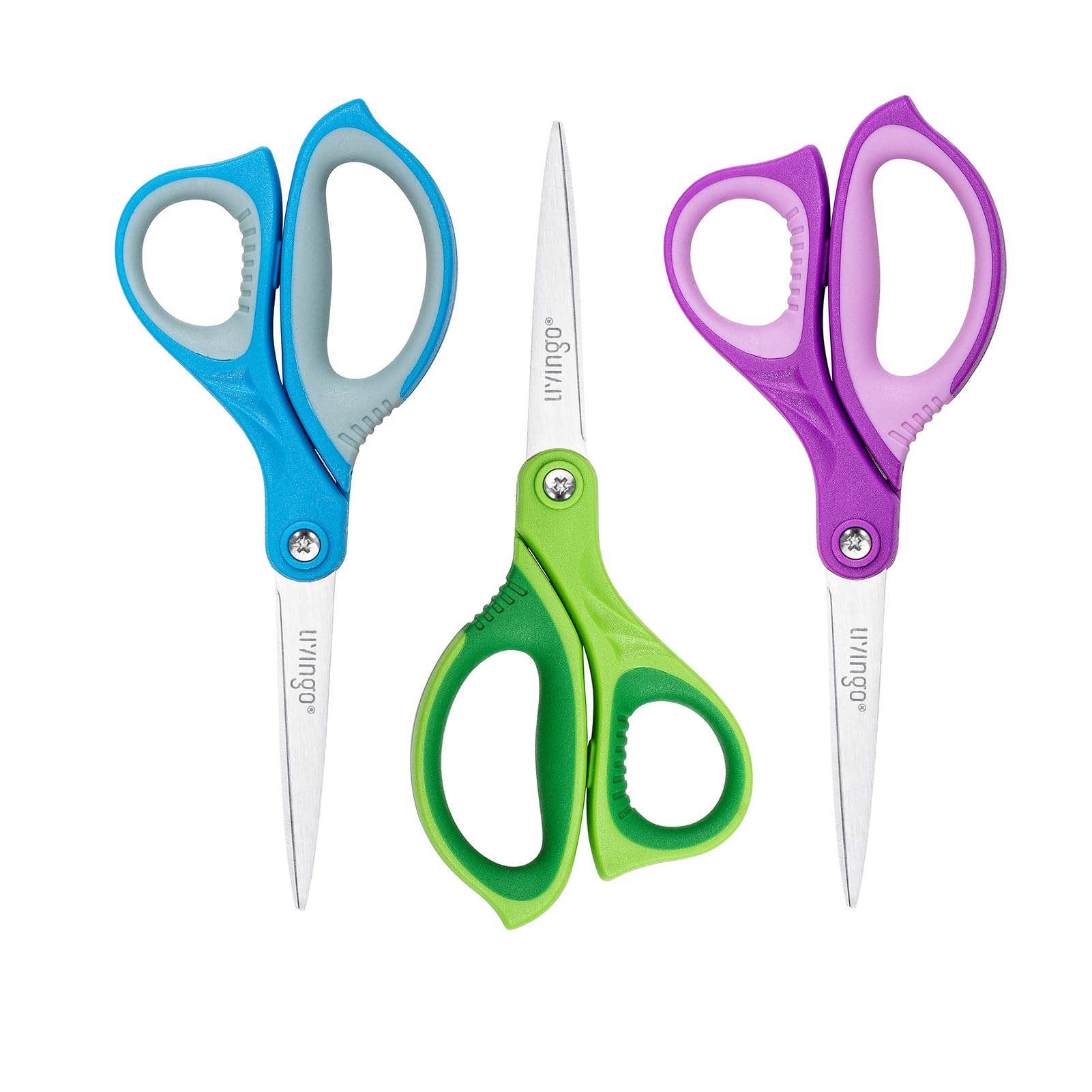 LIVINGO Kids Scissors for School 7" Pointed Tip 3 Pack