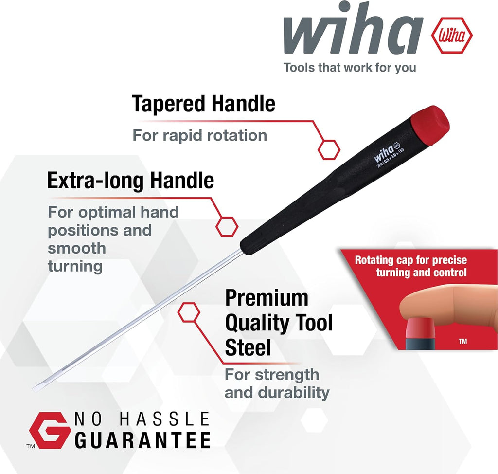 Wiha 26197 Precision Screwdriver Set, 7-Piece Mini Slotted & Phillips, PicoFinish Handles with Rotating Caps, Small Screwdrivers for Electronics & Fine Work