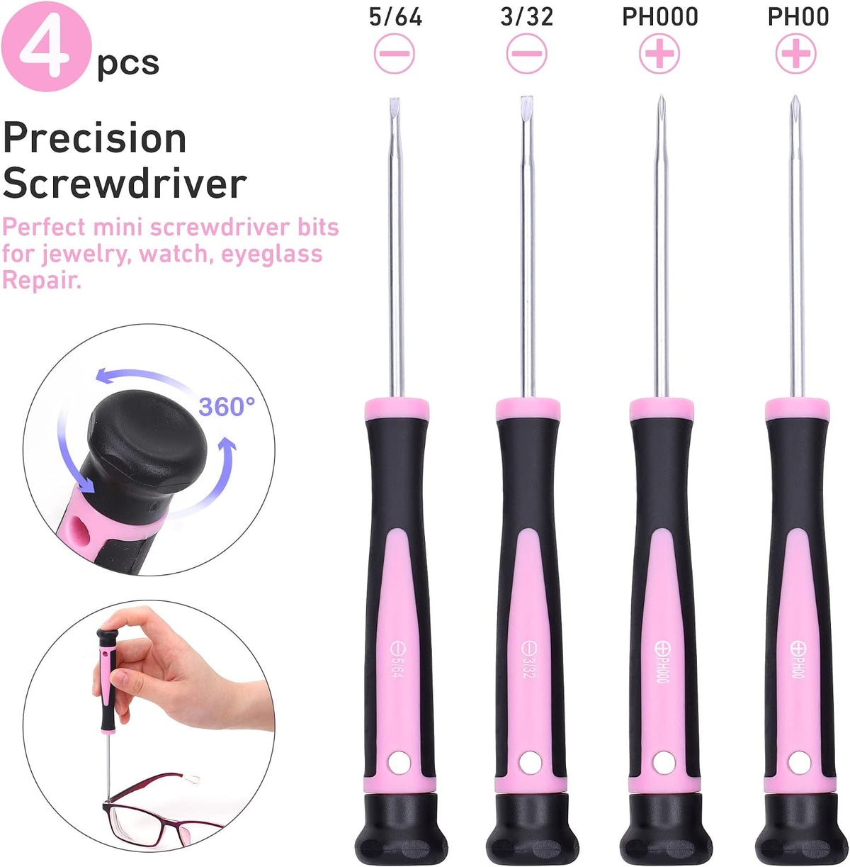 FASTPRO 12-Piece Pink Magnetic Screwdrivers Set with Storage Bag