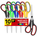 BURVAGY 10 Pack 8" Scissors All Purpose, Heavy Duty Scissors for Office