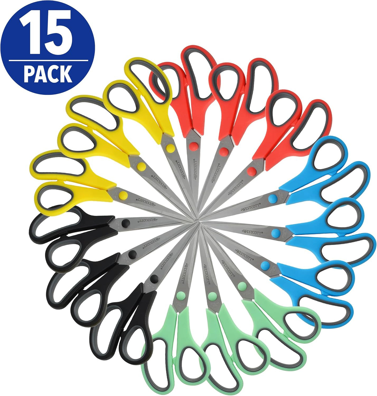 Westcott 8 Inch All Purpose Scissors, Pack of 15