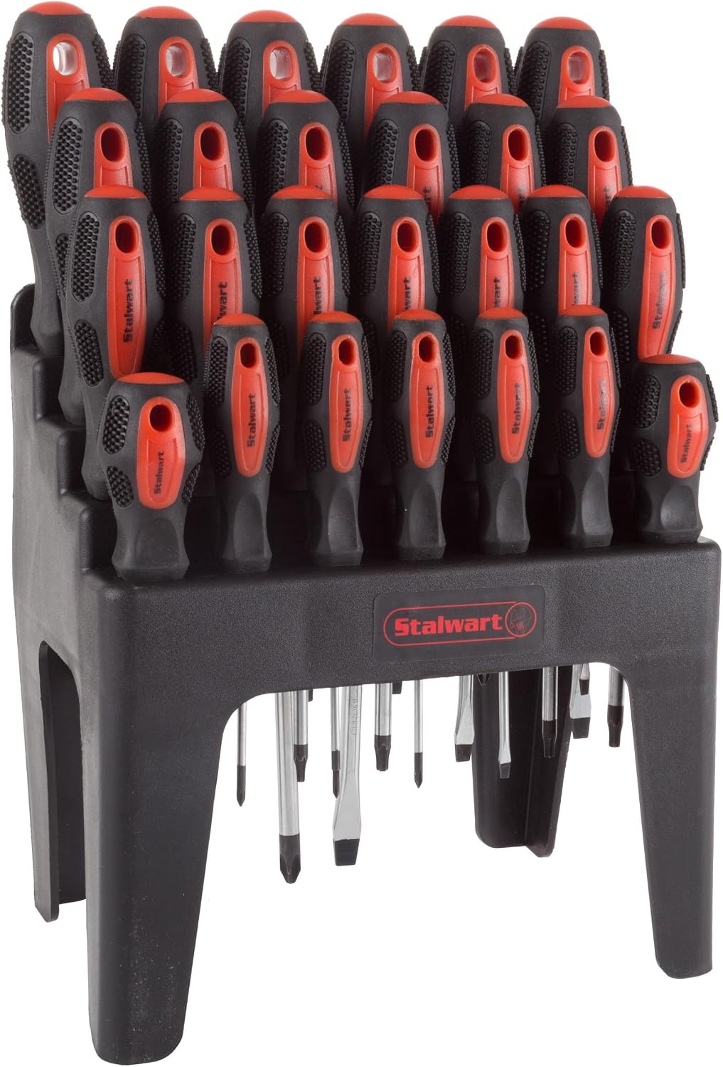 26-Piece Screwdriver Set with Wall Mount, Stand, and Magnetic Tips - Phillips, Slotted, Pz, and Star Screw Tips by Stalwart (Black)