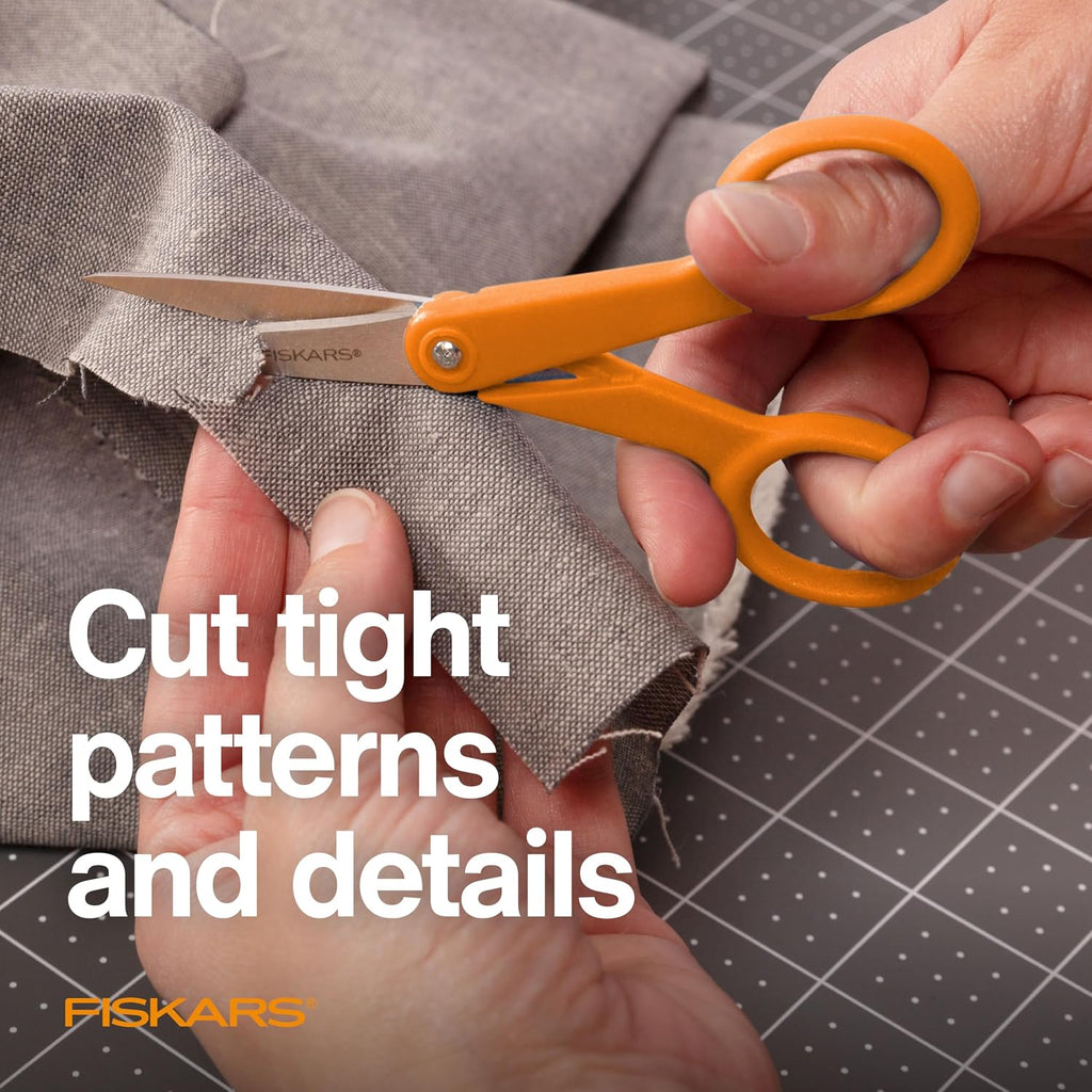 Fiskars Original Orange Handled Scissors 2-Piece Set, 5" Micro Tip and 8" Stainless Steel Scissors, Paper and Fabric Supplies for Office and Arts and Crafts Set, Orange