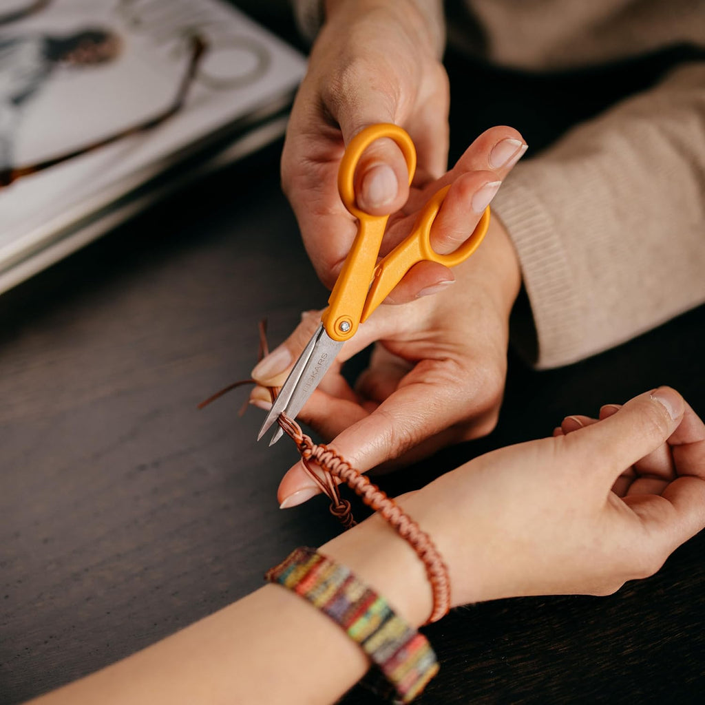 Fiskars Original Orange Handled Scissors 2-Piece Set, 5" Micro Tip and 8" Stainless Steel Scissors, Paper and Fabric Supplies for Office and Arts and Crafts Set, Orange