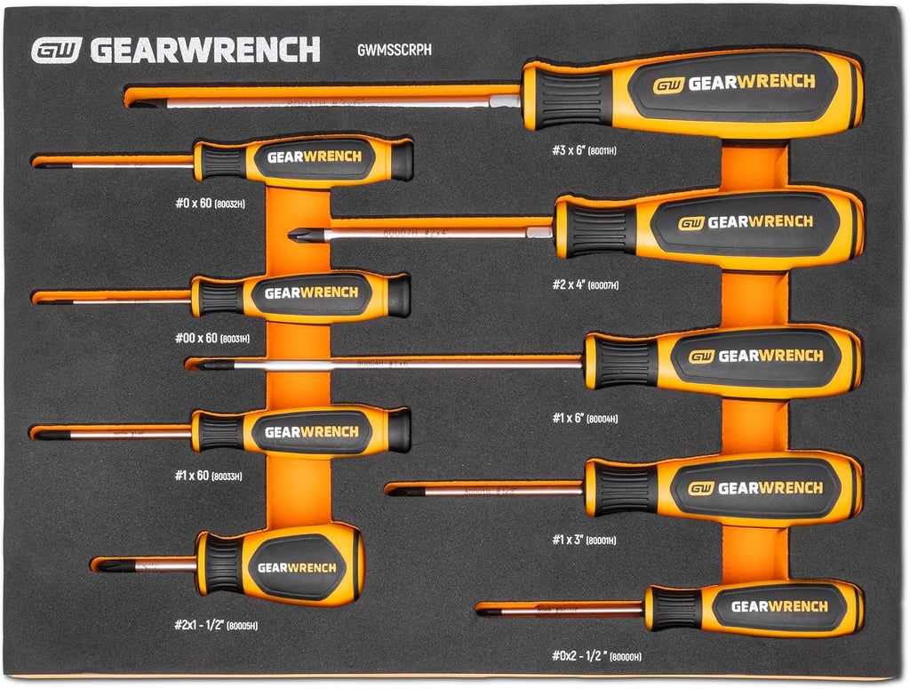 GEARWRENCH 9 Piece Phillips Screwdriver Set | GWMSSCRPH