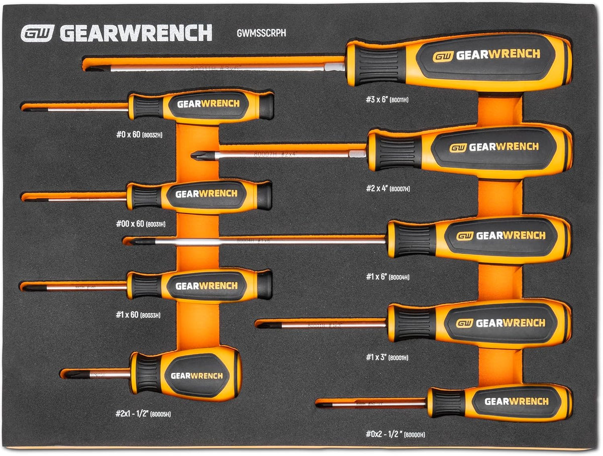 GEARWRENCH 9 Piece Phillips Screwdriver Set | GWMSSCRPH