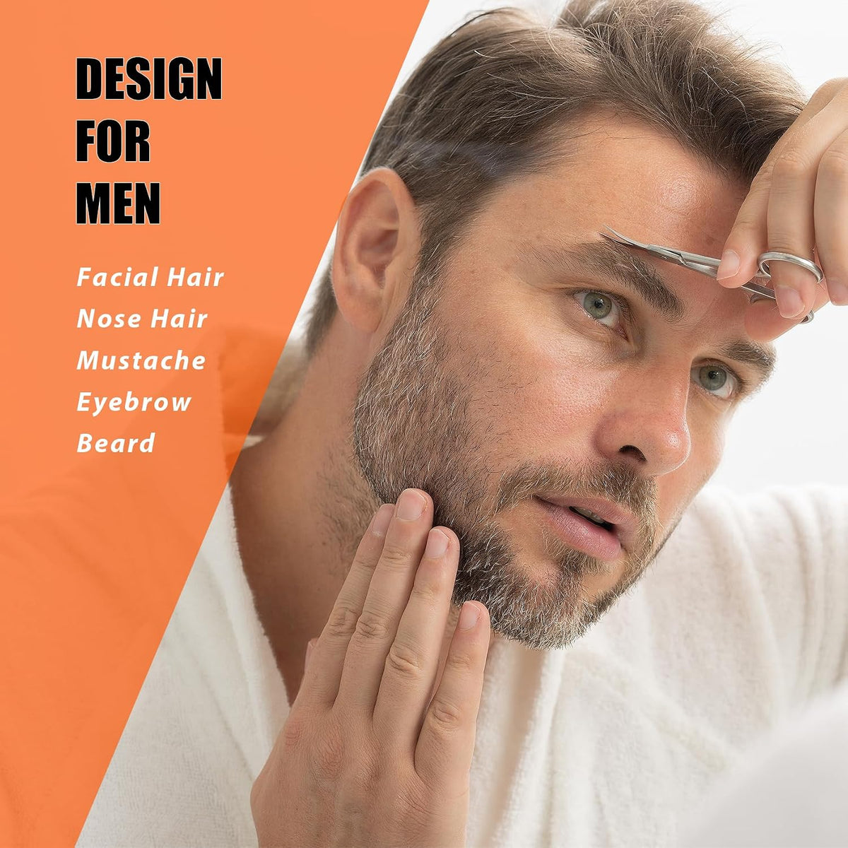 LePinko Facial Hair Small Grooming Scissors For Men Women, 2PCS Silver