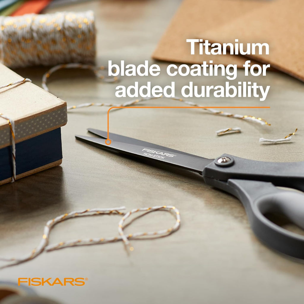 Fiskars 8" Non-Stick Titanium SoftGrip All Purpose Scissors for Office