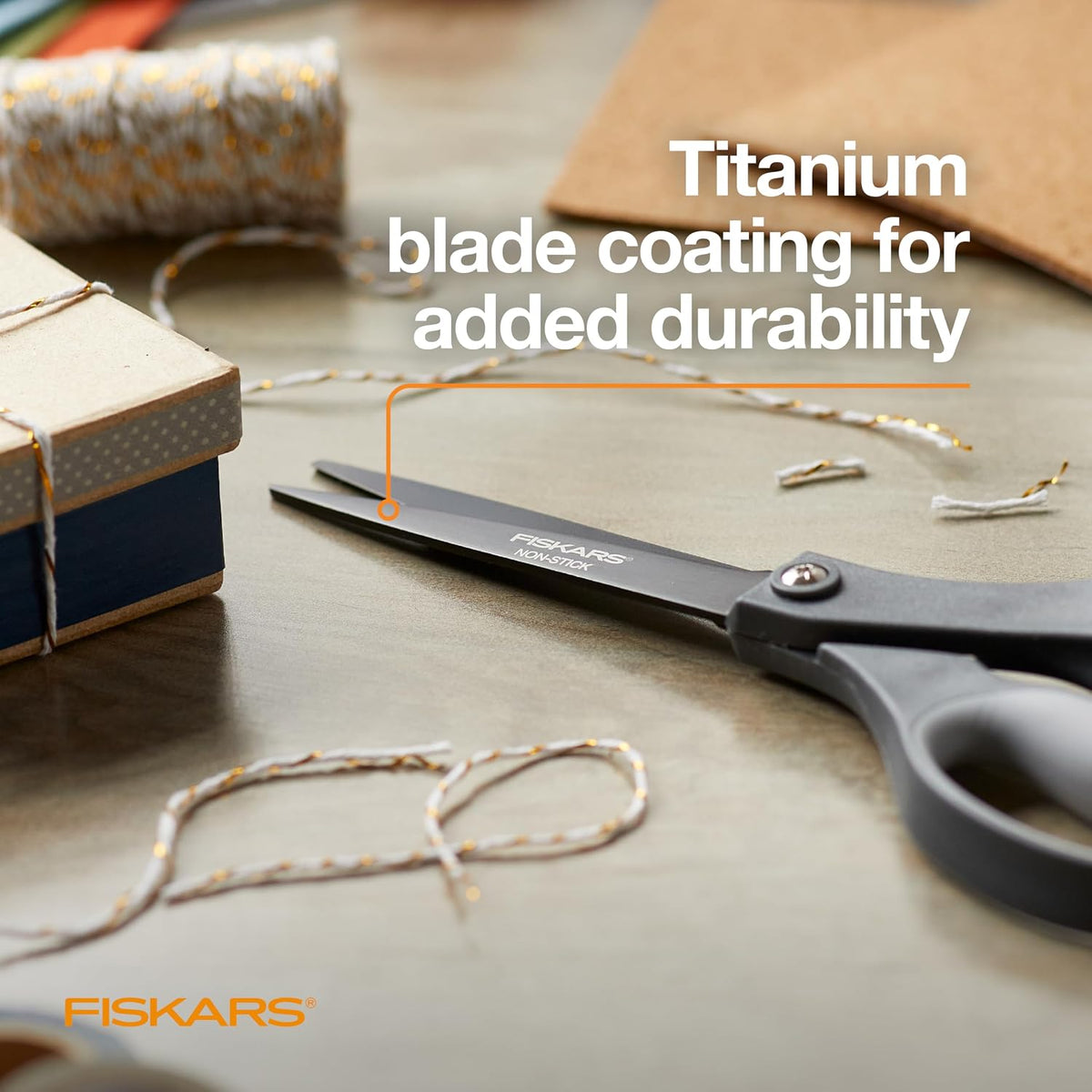 Fiskars 8" Non-Stick Titanium SoftGrip All Purpose Scissors for Office
