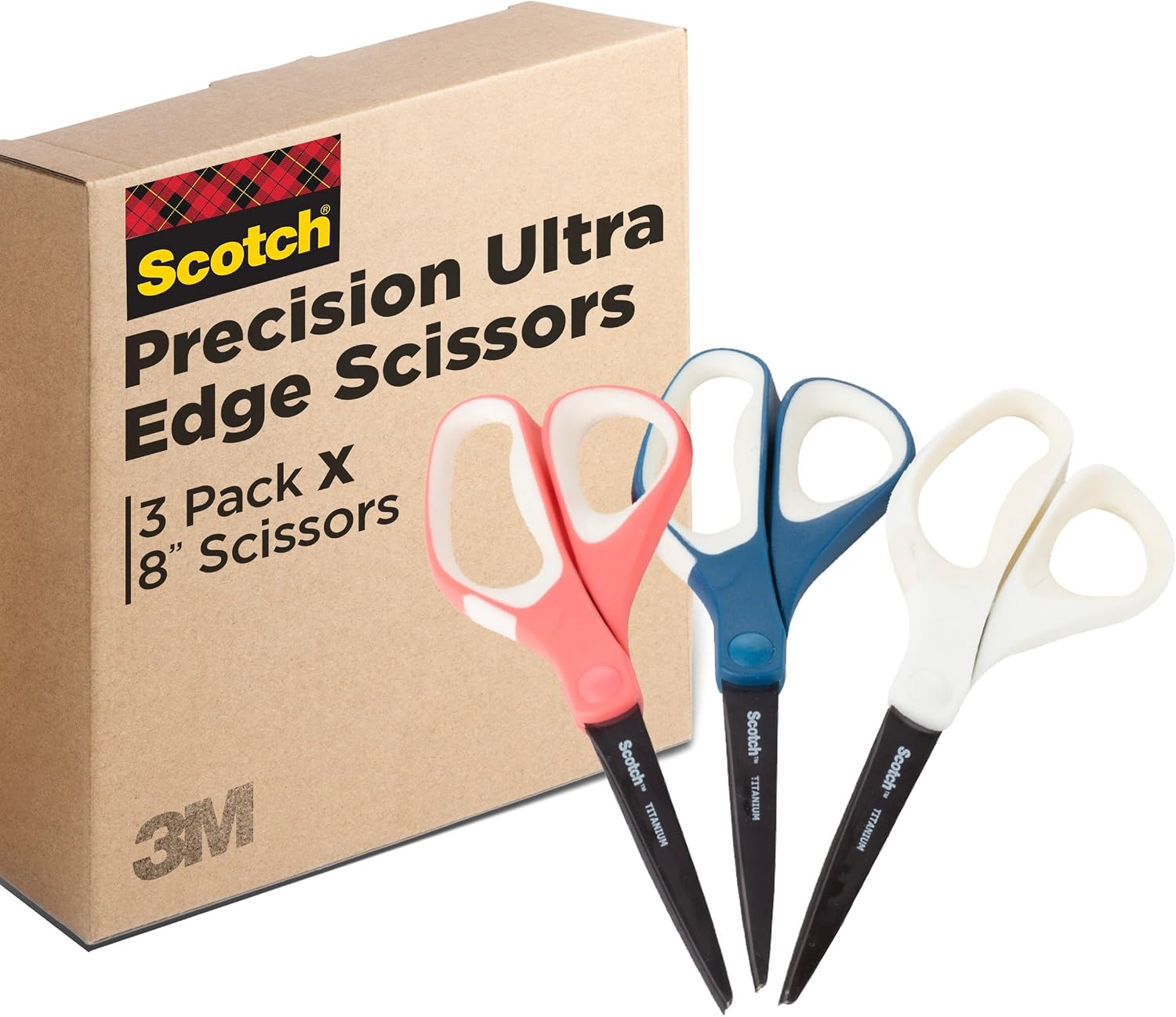 Scotch Brand Precision Ultra Edge Scissors, 8 Inch, 3-Pack
