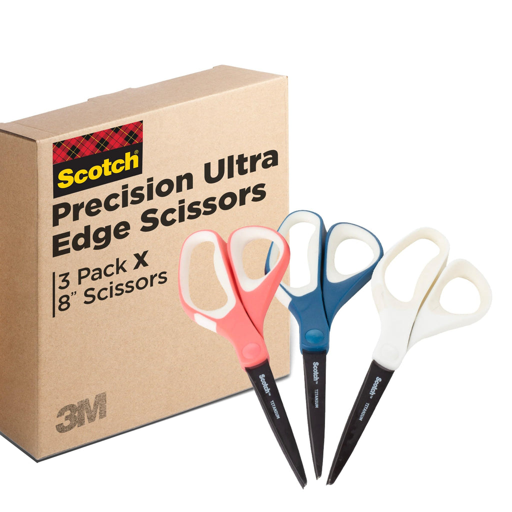 Scotch Brand Precision Ultra Edge Scissors, 8 Inch, 3-Pack